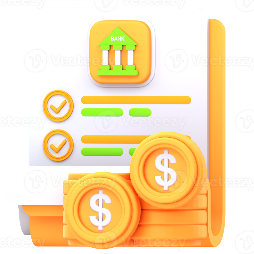 3d illustration bank account statement png