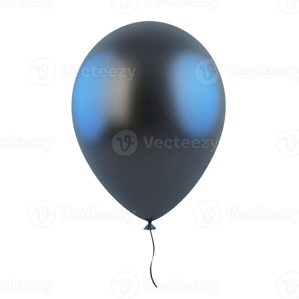 Black Balloon with Ribbon Isolated on Transparency png