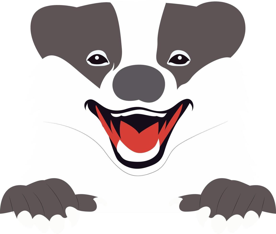 A cartoon badger with its mouth open and its teeth showing vector