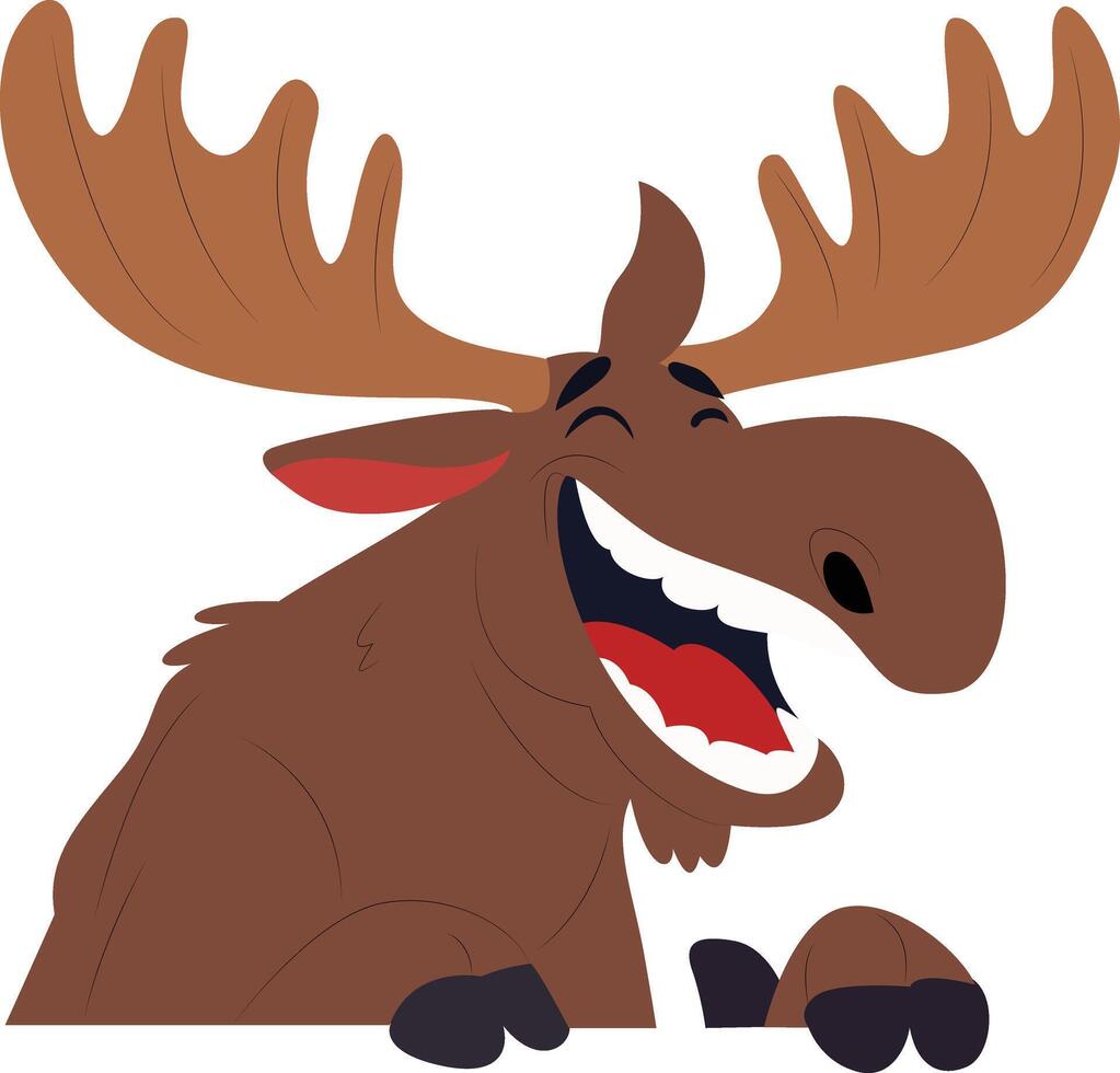 Laughing Cartoon Moose Illustration Clipart peeking vector