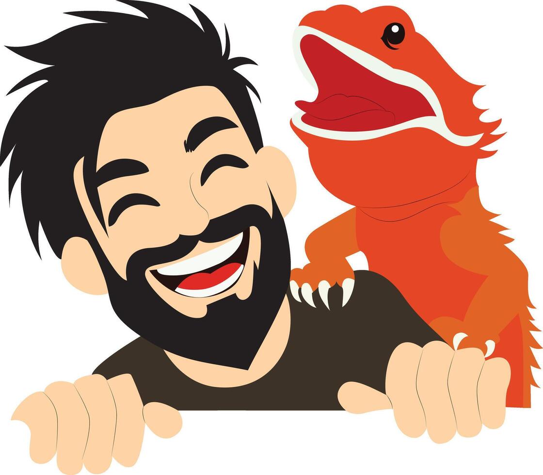 Bearded Man Smiling Bearded Dragon peeking vector