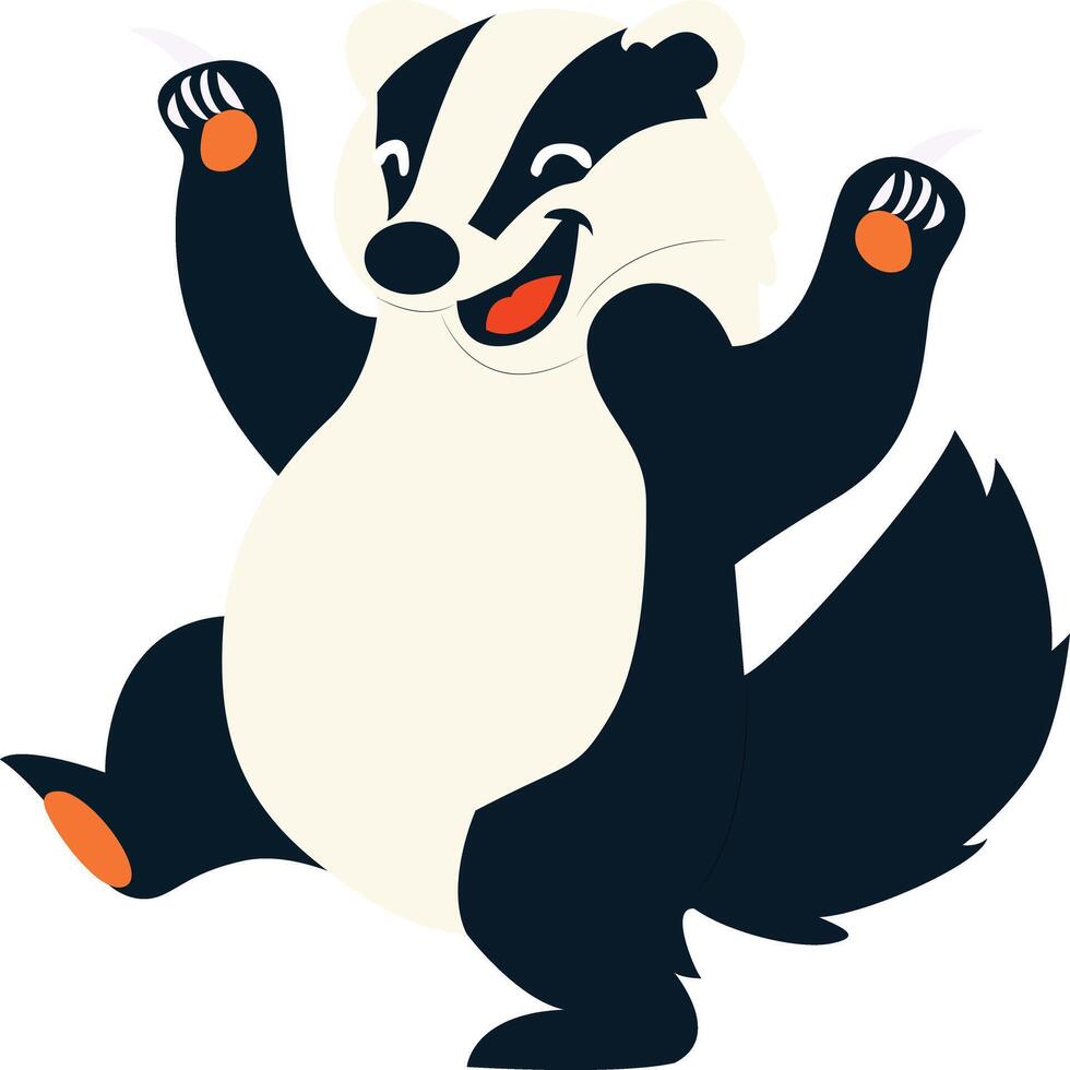 A cartoon badger with its arms up in the air vector