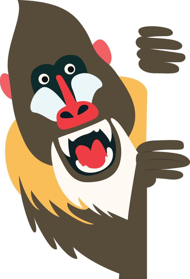 Cartoon Mandrill Peeking Corner Announcement peeking vector