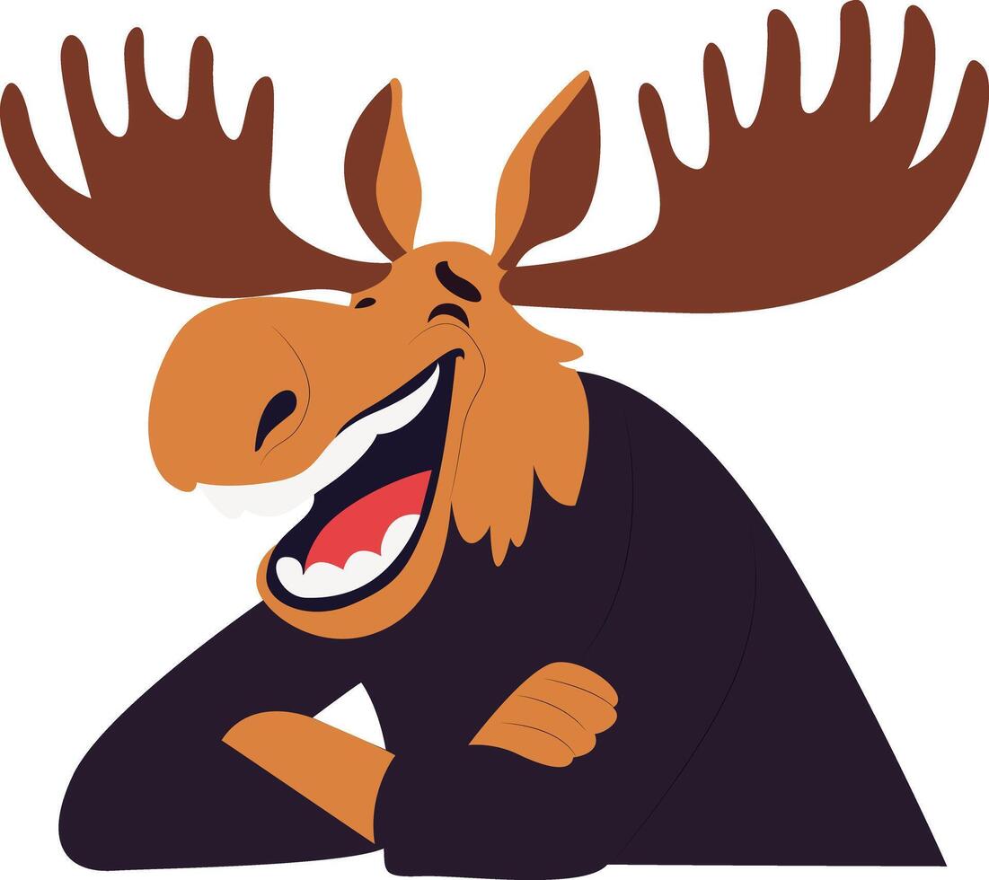 Laughing Cartoon Moose Illustration Design peeking vector
