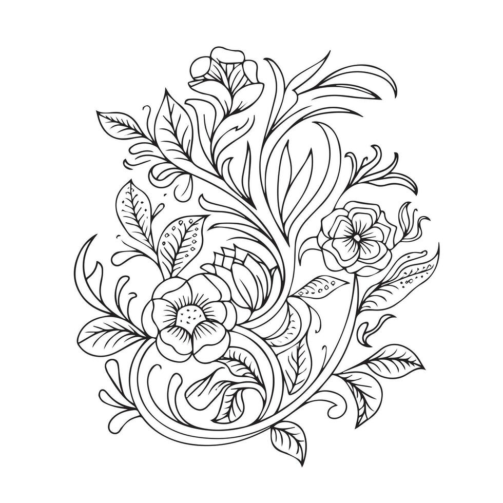 Intricate Botanical Line Art Collection vector