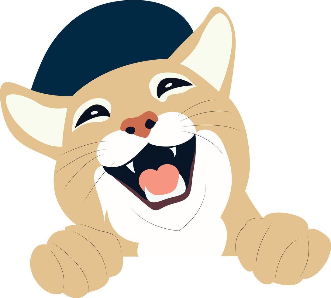 A cartoon cat with a hat on its head vector