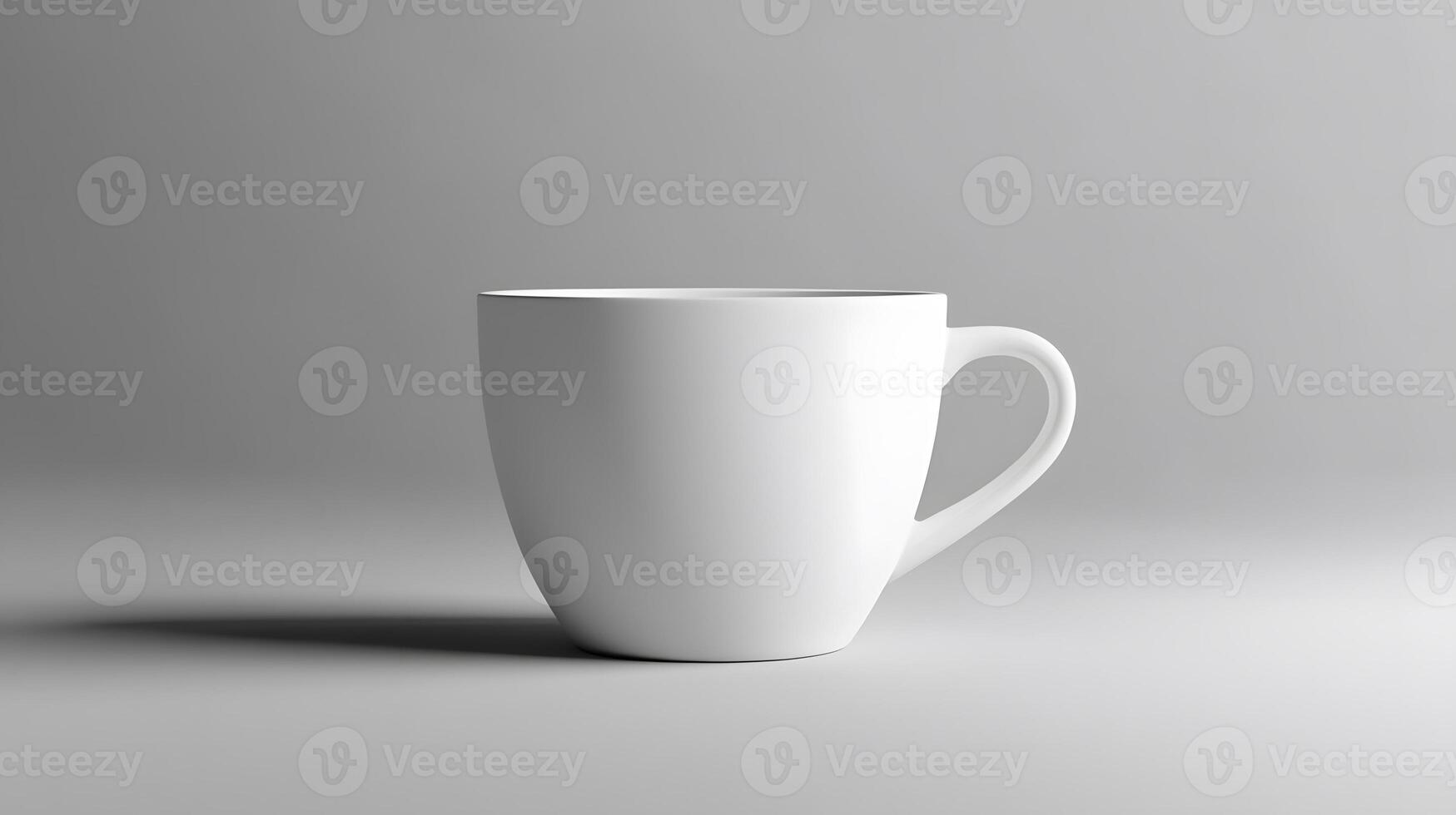 Minimalist White Coffee Cup on Simple Gray Background photo