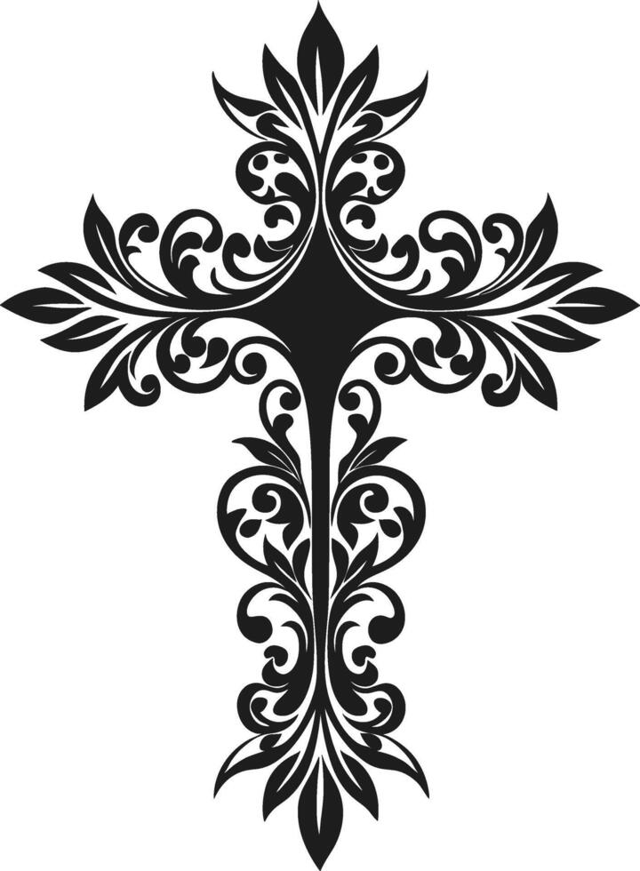 Intricate Floral Cross Design for Easter and Religious Art vector