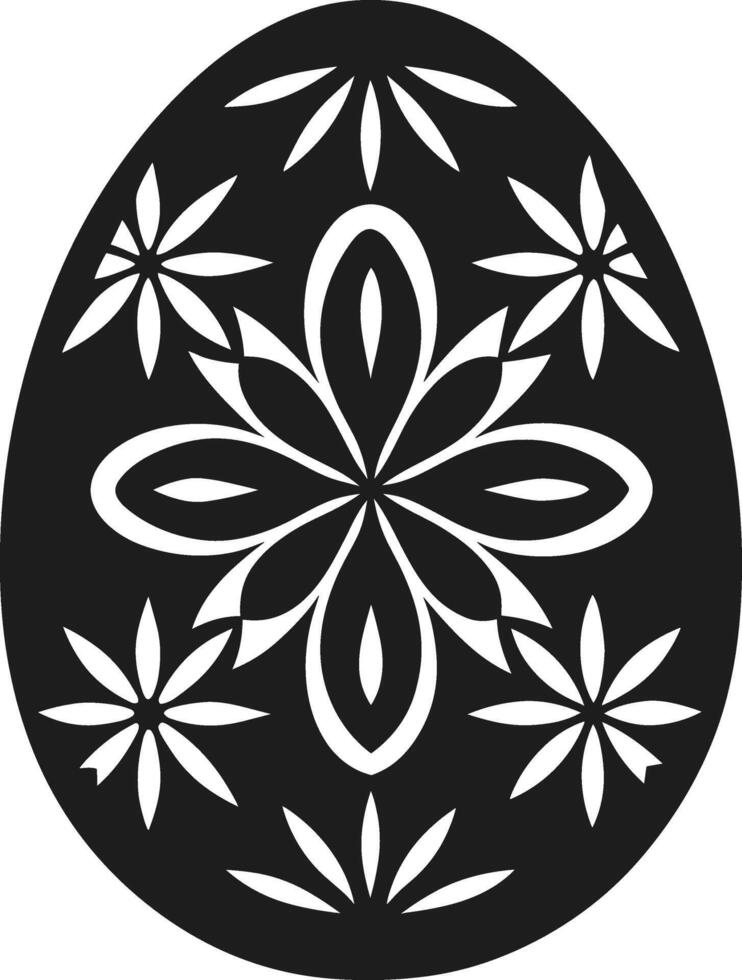 Ornamental Easter Egg Silhouette - Floral Pattern Design vector
