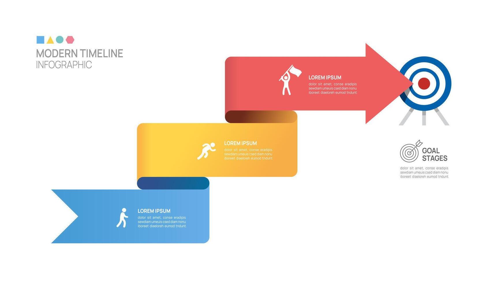 Infographics arrow symbol timeline business 3 steps to success template. illustration. vector