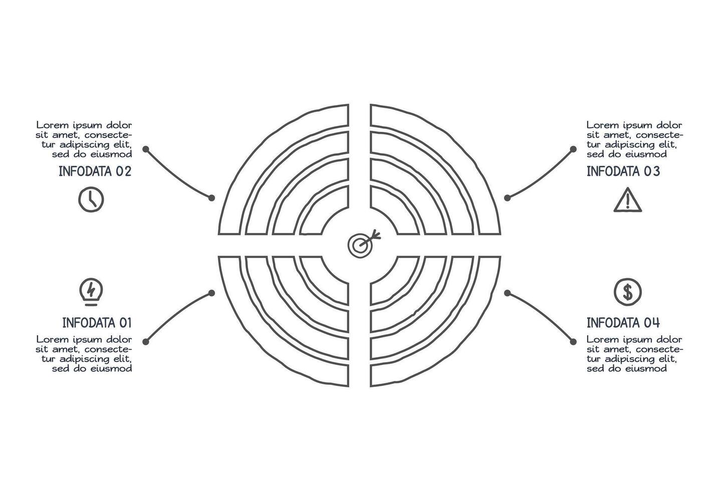 Doodle elements with 4 options. business template for presentation vector