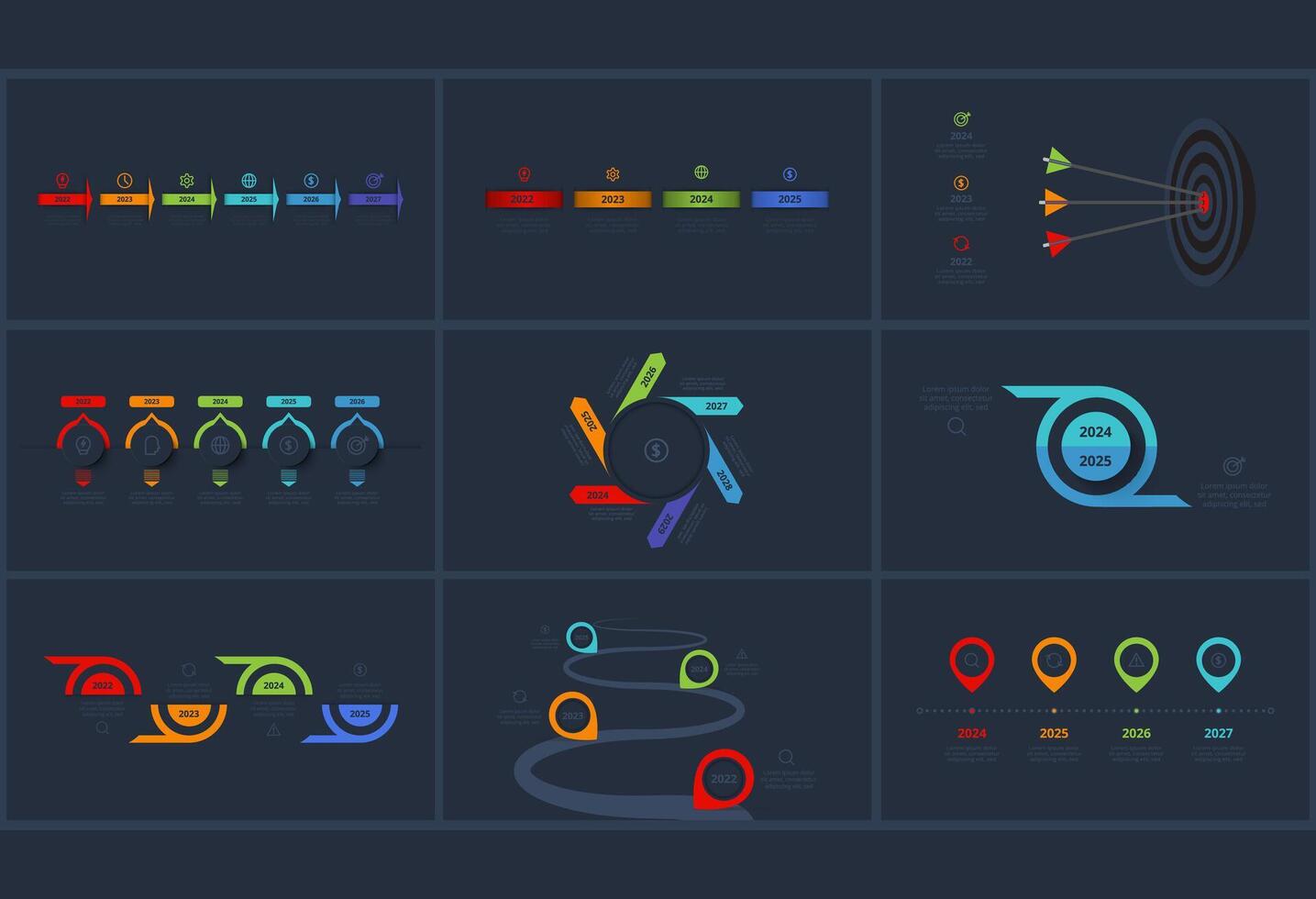 Set creative concept for infographic with 2, 3, 4. 5, 6 steps, parts or processes. Template for web on a background. vector