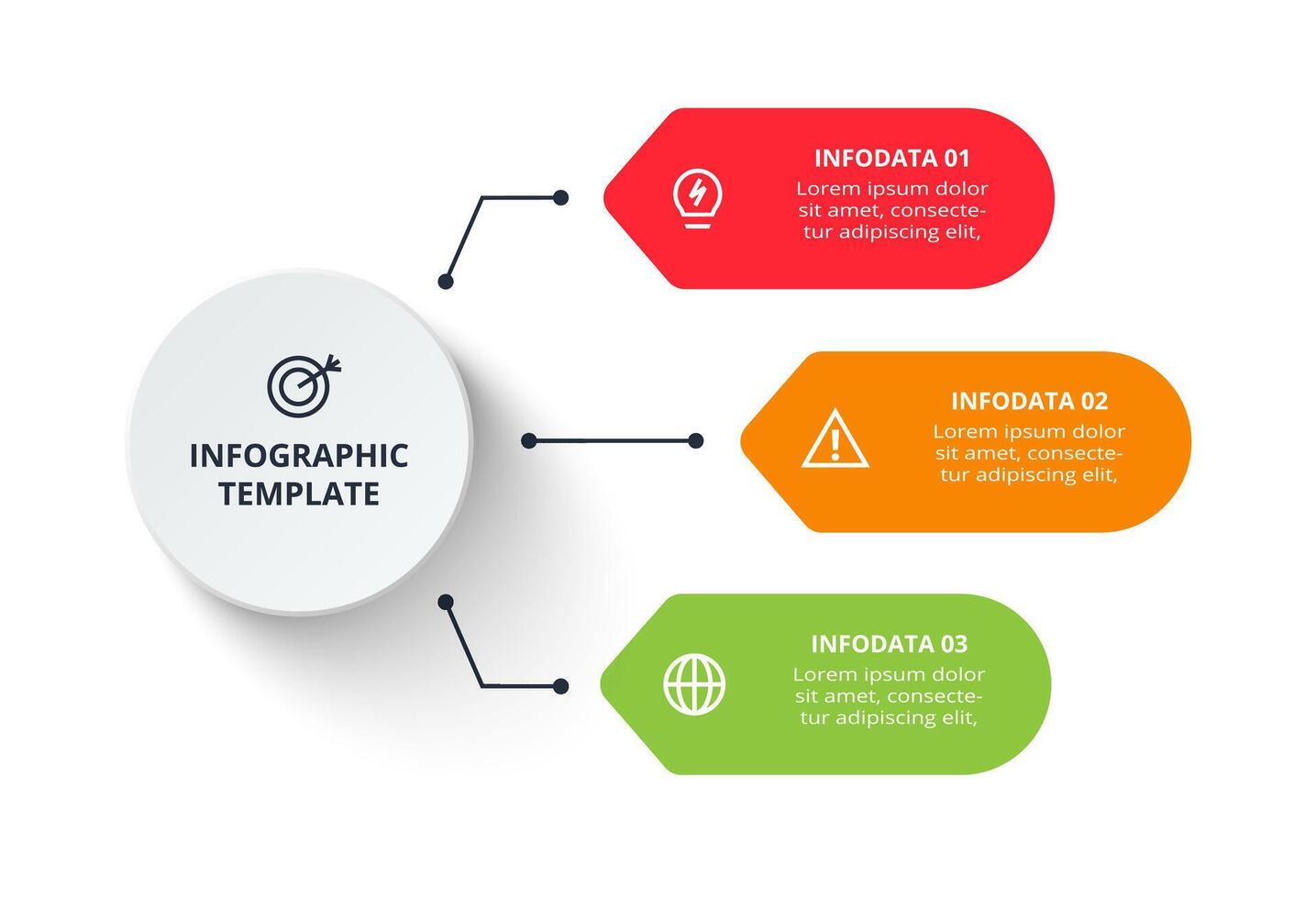 Elements of graph, diagram with 3 steps, options, parts or processes. Creative concept for infographic vector