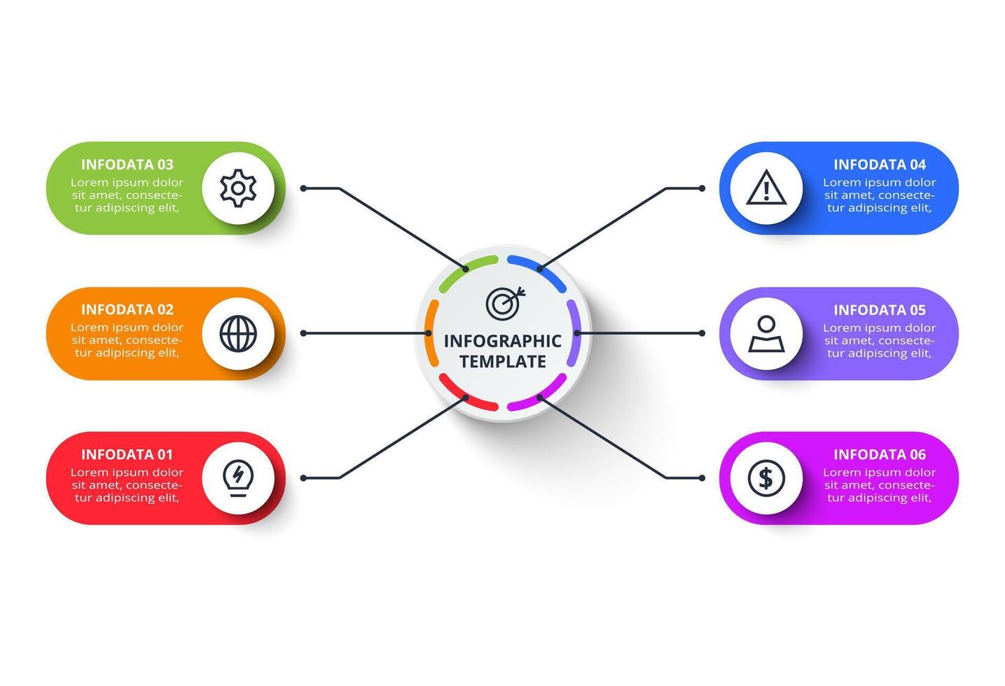 concept for infographic with 6 steps, options, parts or processes. Creative Business data visualization. vector