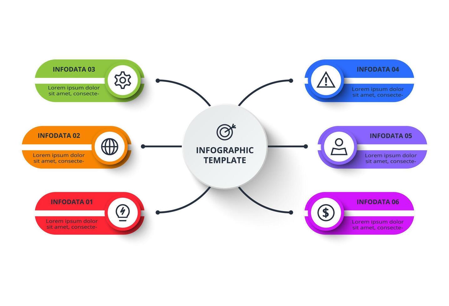 Creative Business data visualization. Process chart. Elements of graph, diagram with 6 parts or processes vector