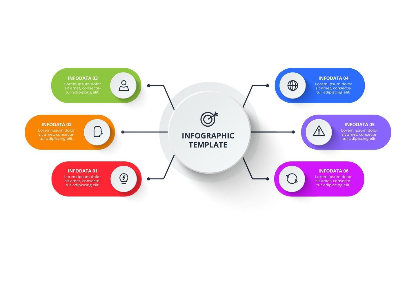 Business data visualization. Process chart. Elements of graph, diagram with 6 steps vector