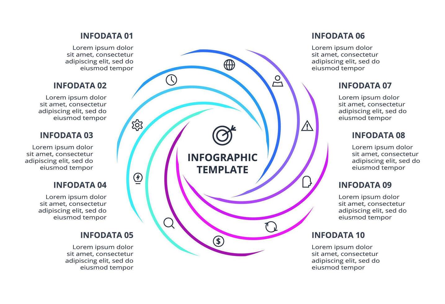 Creative concept for infographic. Diagram with 10 steps, options vector