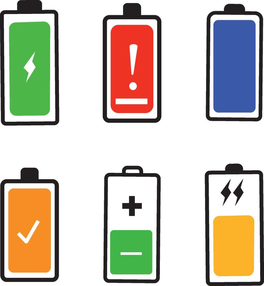 Battery and Power Two Color Icons Setm, Battery icon set vector