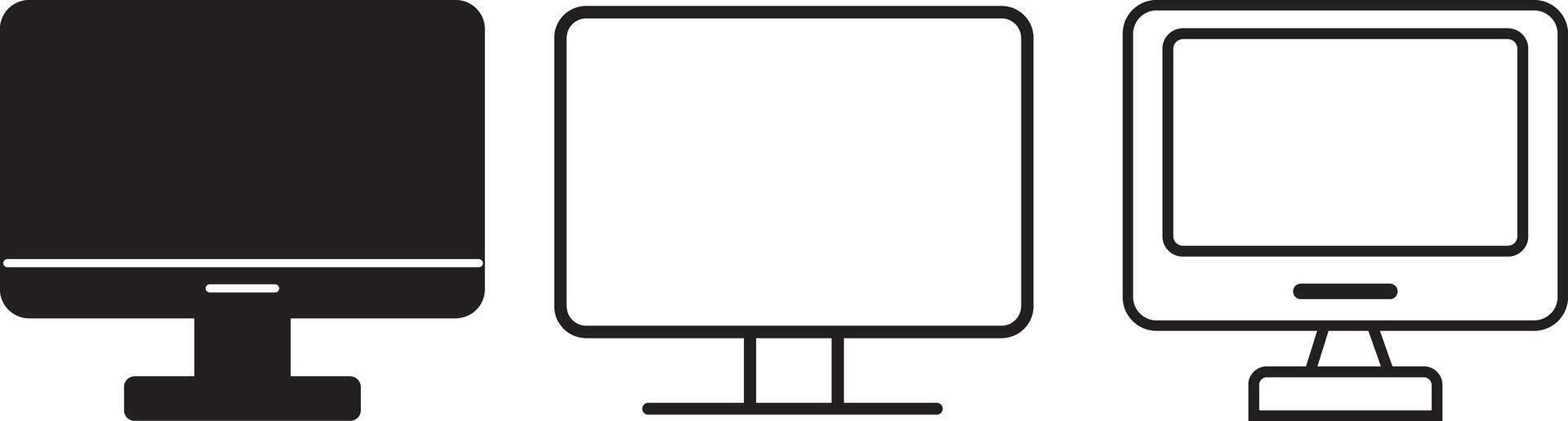 Computer icon monitor filled sign. Symbol, logo illustration, Monitor Display Screen outline vector