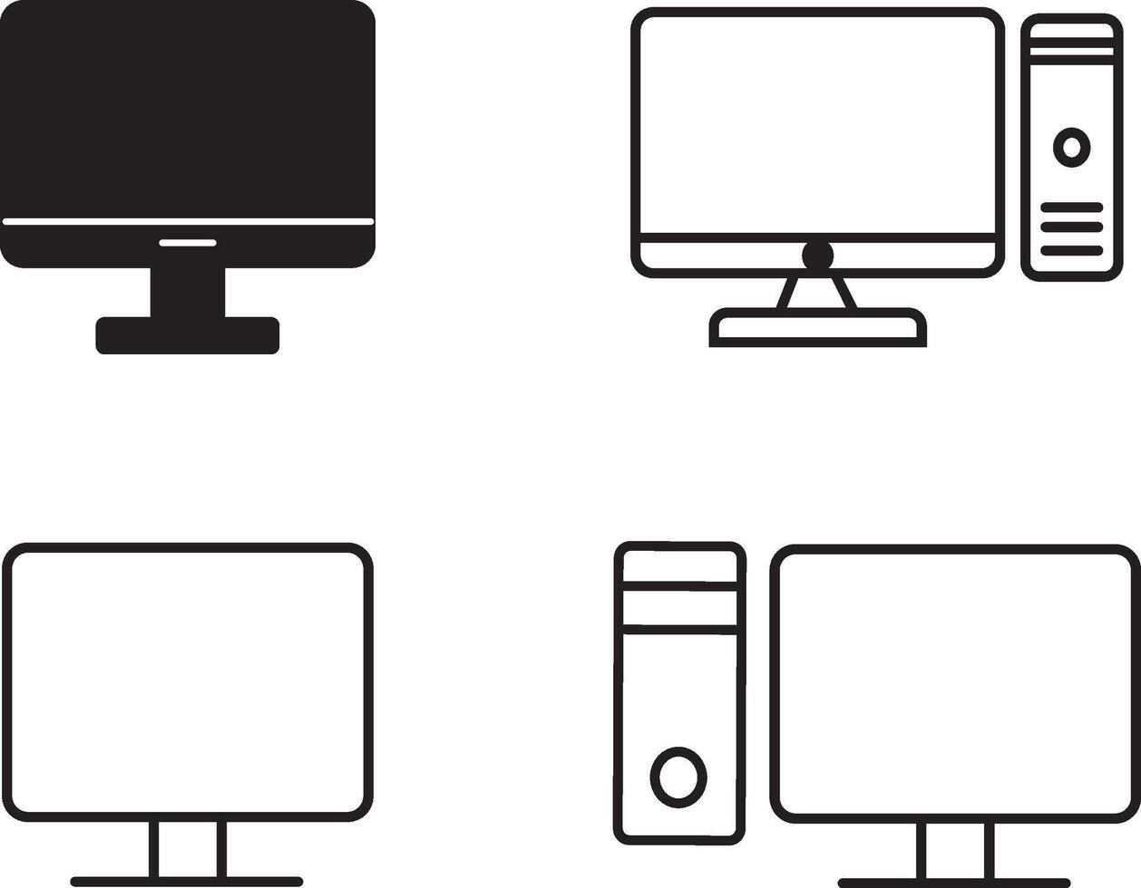 Technology devices icon set icon set. Computer, laptop, smartphone. vector
