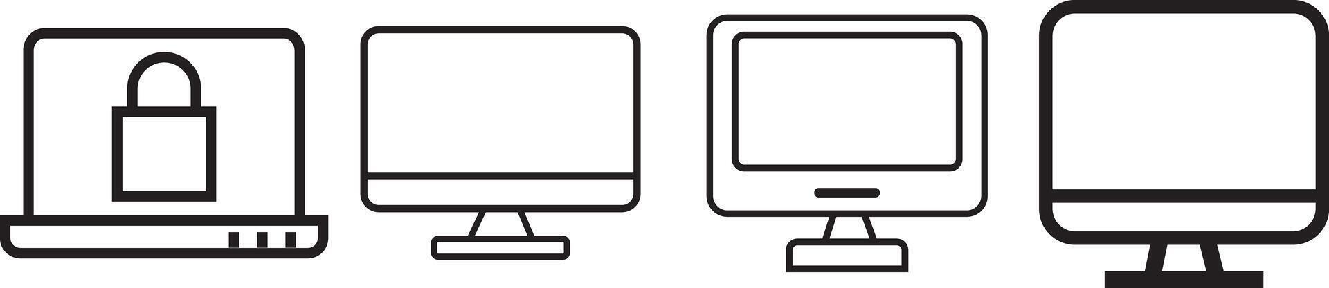 Digital devices icon set icon set. Computer, laptop, smartphone. vector