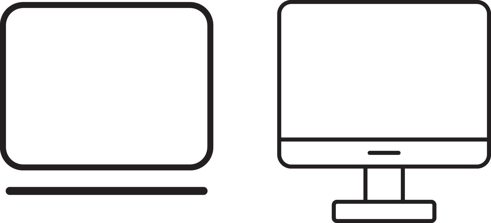 Responsive digital devices computer and laptop, icon set inline style..Computer, laptop, smartphone. vector