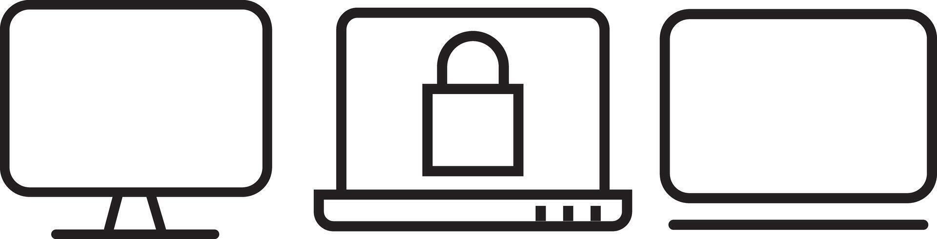 Laptop, Computer. Device icon set, Flat and line icon vector