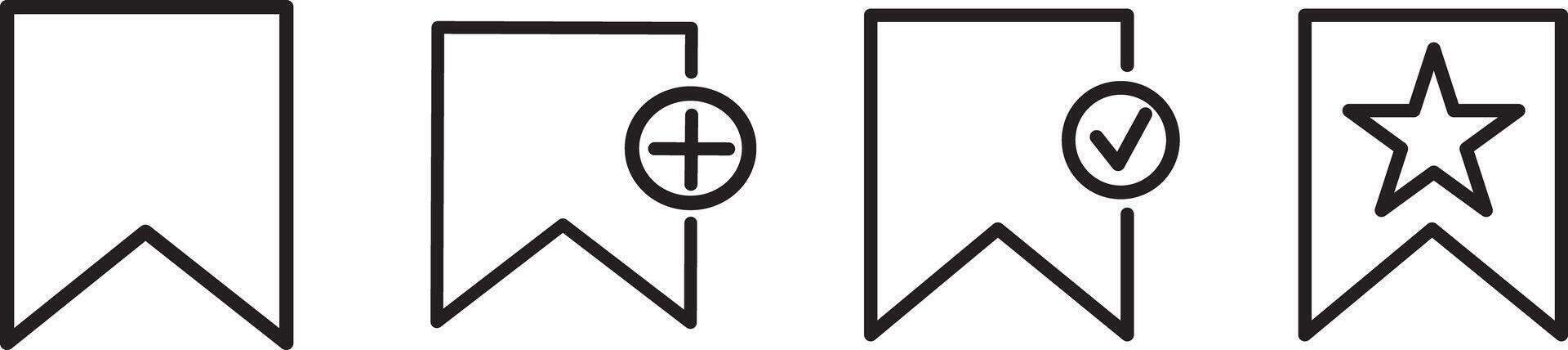 Bookmark star icon set. add online web page to bookmark, Black Line series vector