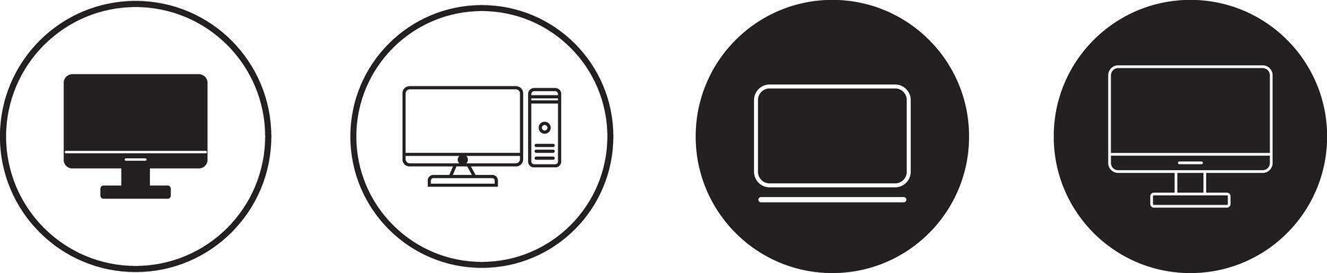 laptop and laptop monitor, icon set,. Flat and line icon vector