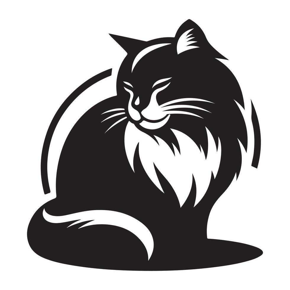 A sketch of a cat in black and white on a white backdrop vector