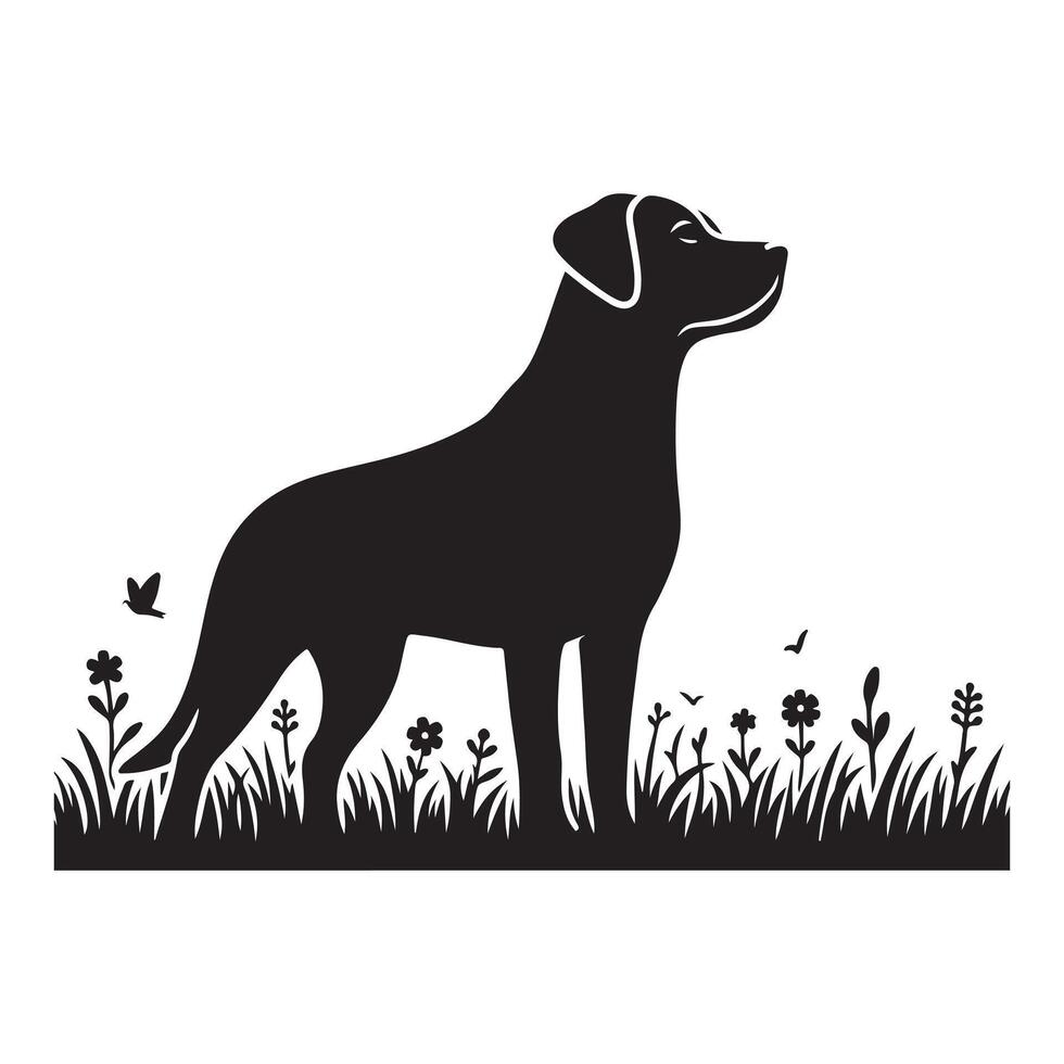 silhouettes of many dog breeds in a simple, minimalistic design vector