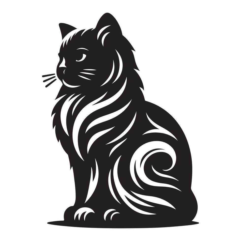 Illustration of a Cat Pet in a Silhouette Style vector