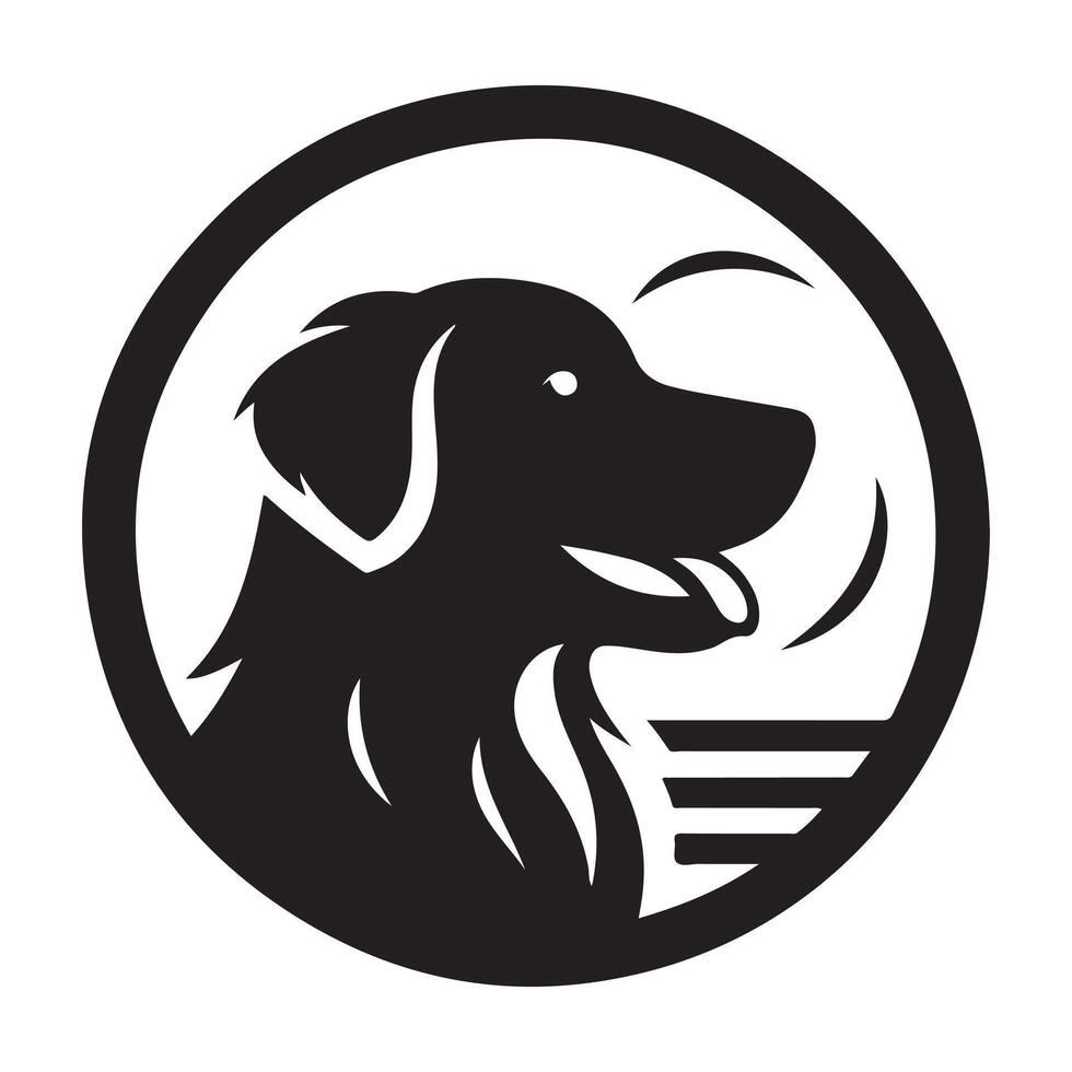 A black-and-white drawing of a dog's head with a heart on it vector
