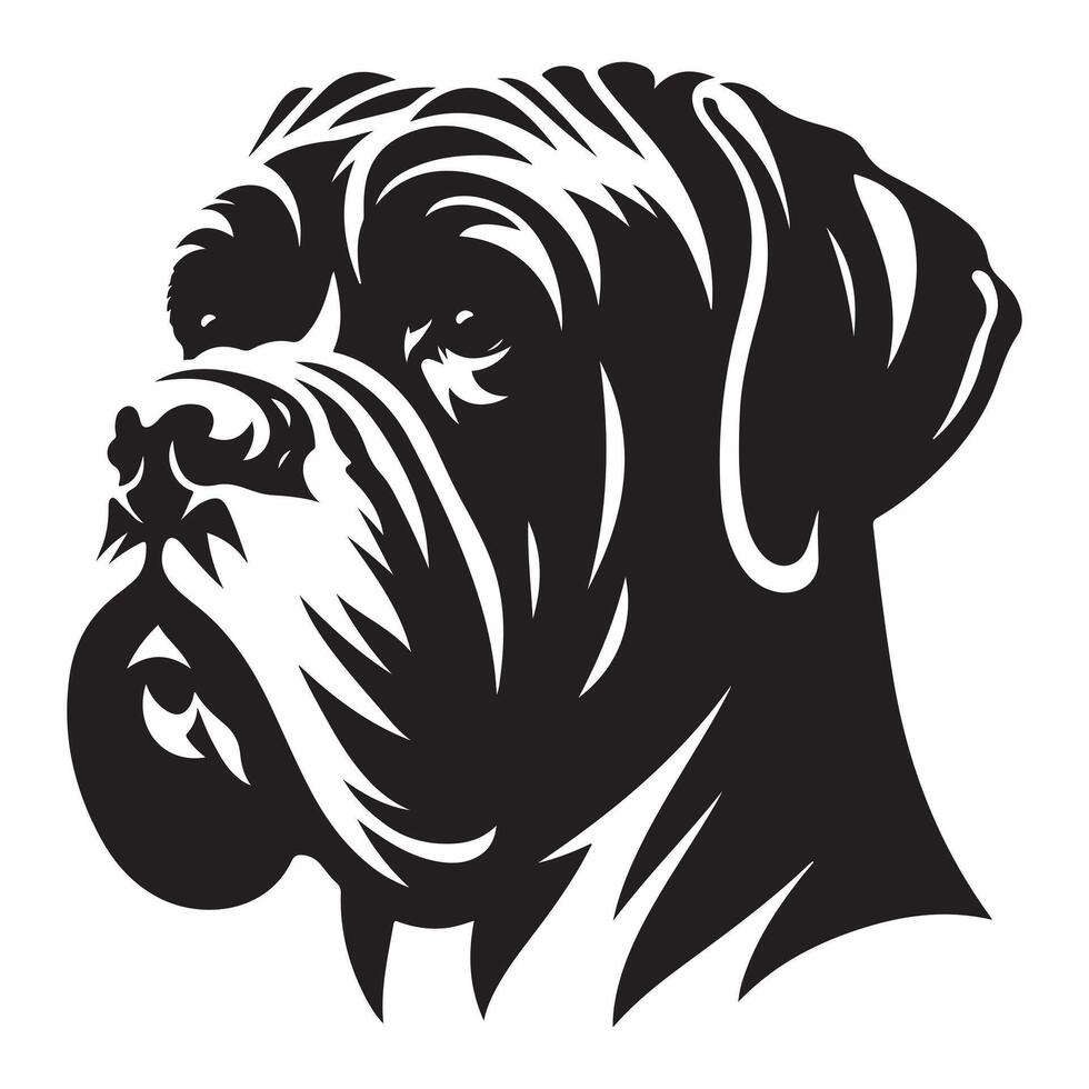 An eye-catching black-and-white drawing of the head of a Bernese mountain dog vector