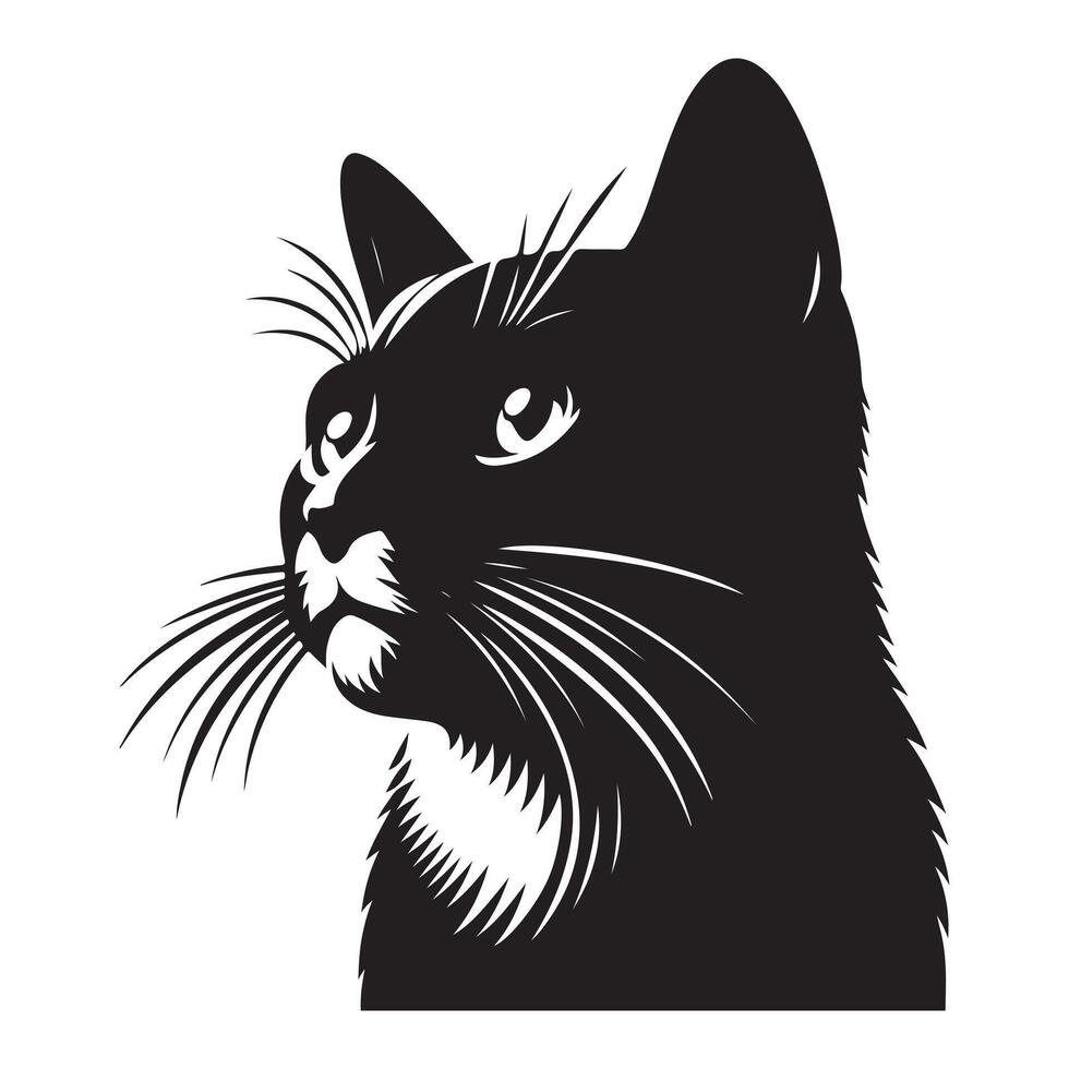 An illustration of a black-and-white-faced cat vector