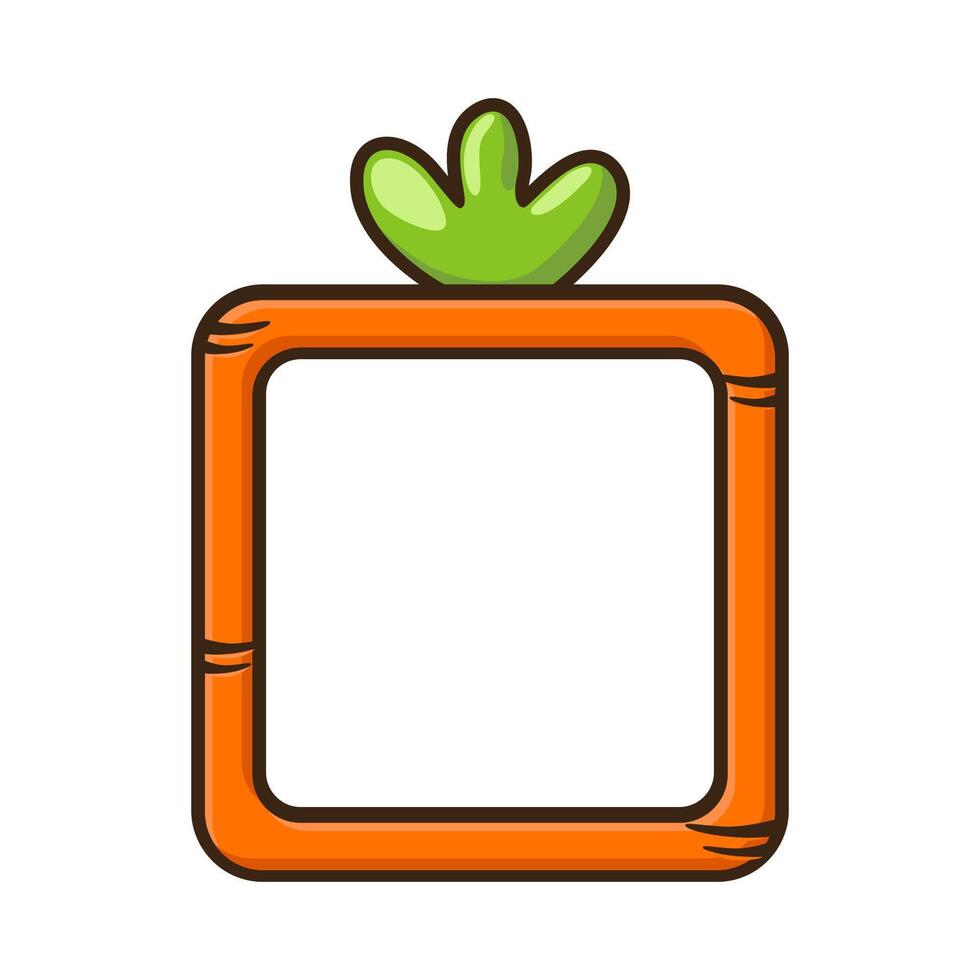 Carrot square frame or avatar border on a white background. vector