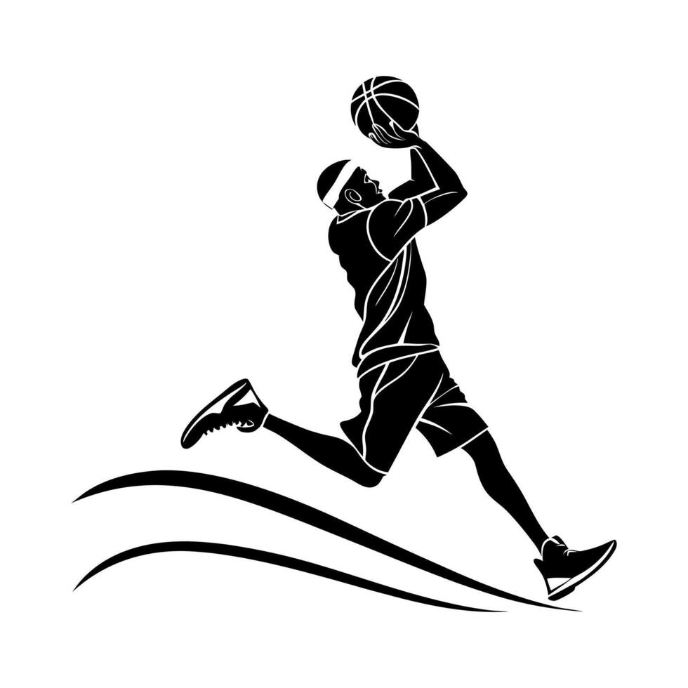 Player Playing Basketball In Action Shilaoutte vector