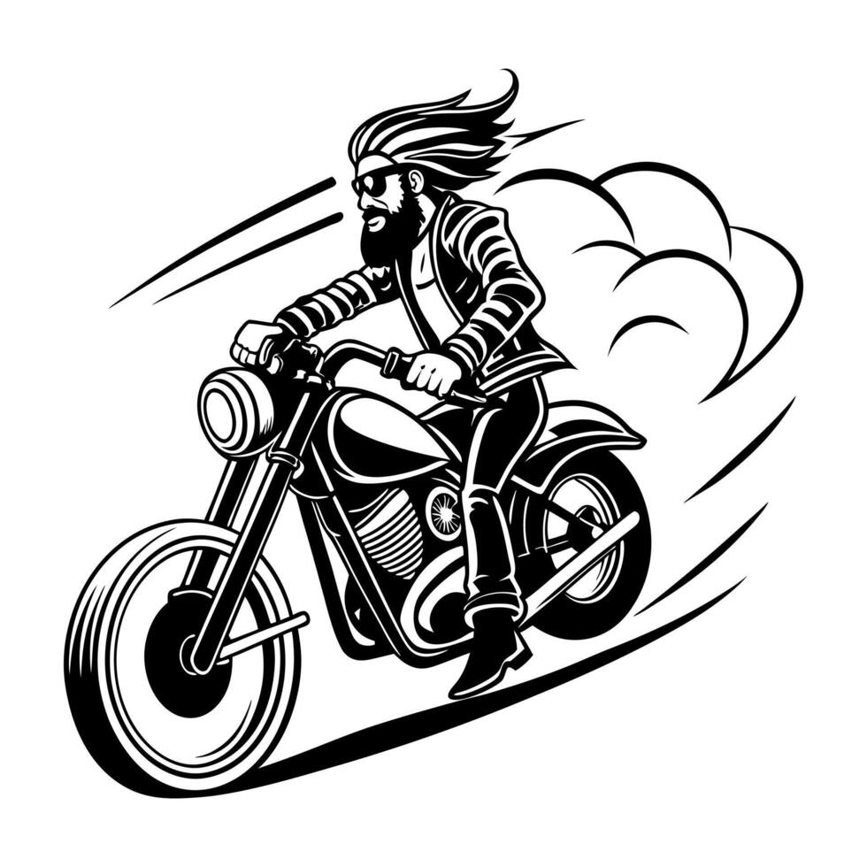 Stylize lBiker riding a motorcycle dynamic illustration vector