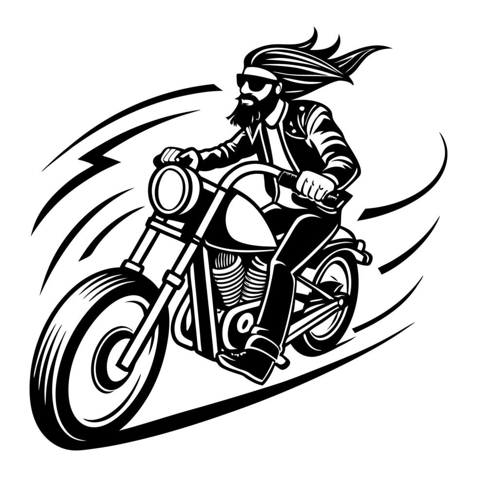 Biker riding a motorcycle dynamic illustration vector