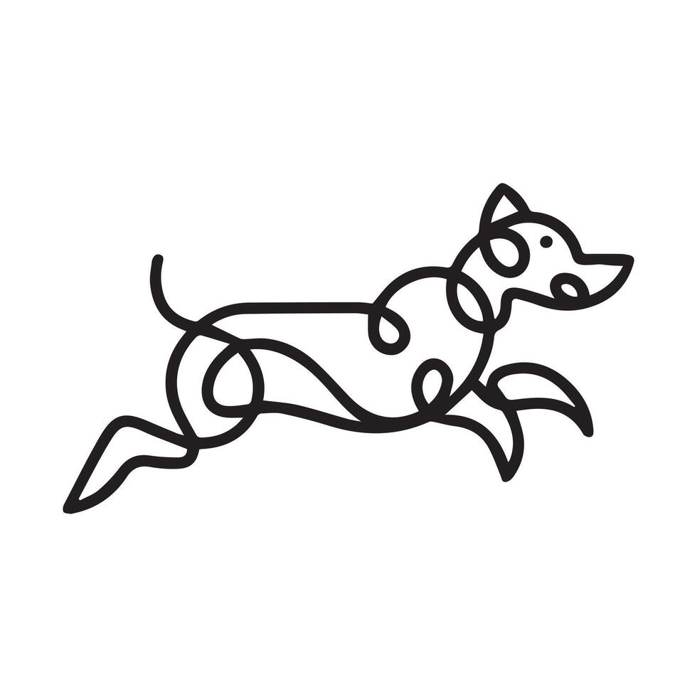One Line Drawing Dog Illustration Art vector