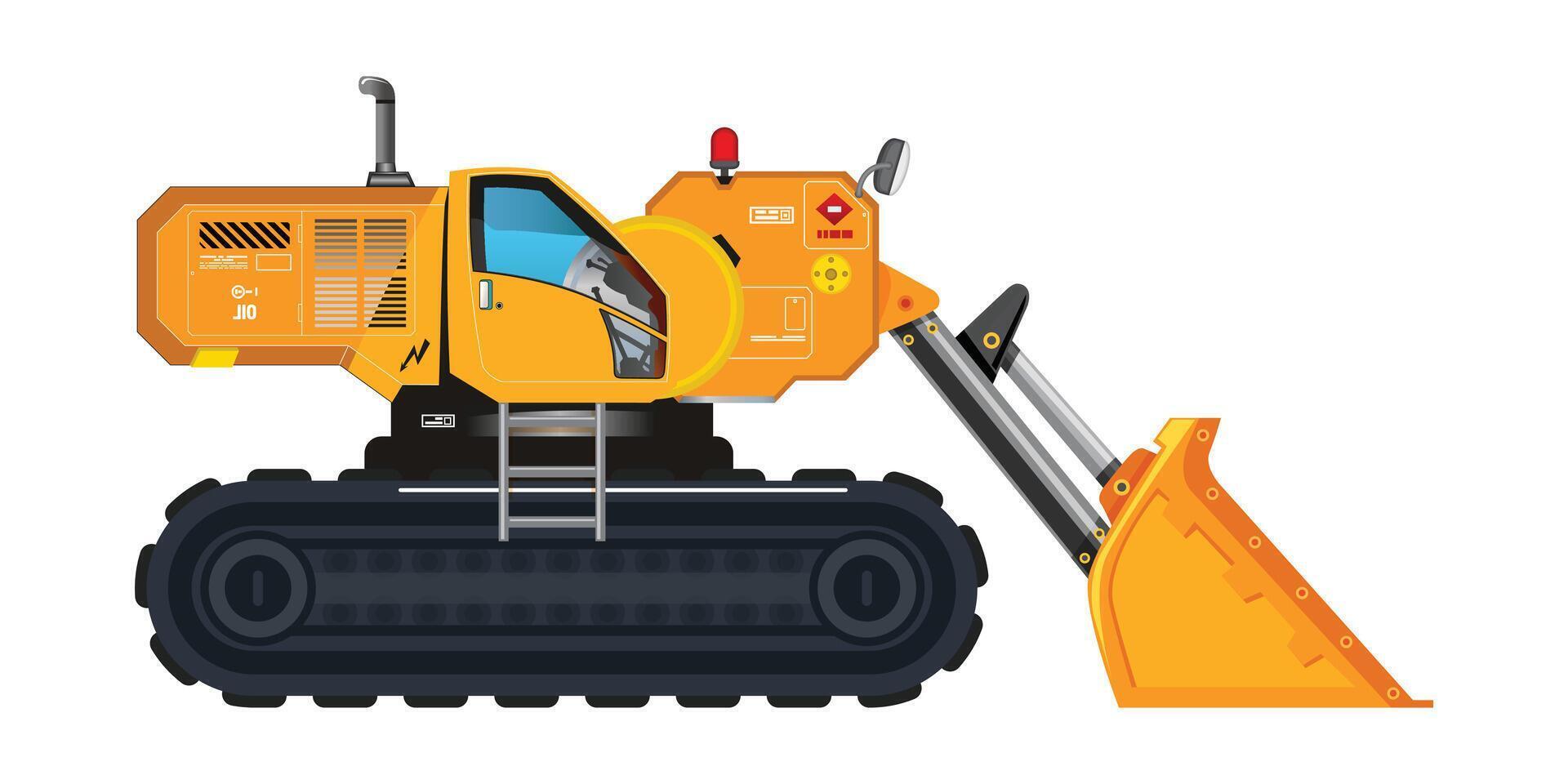 Excavator multifunction with backhoe and gravel tools construction heavy vehicle 3D illustration vector