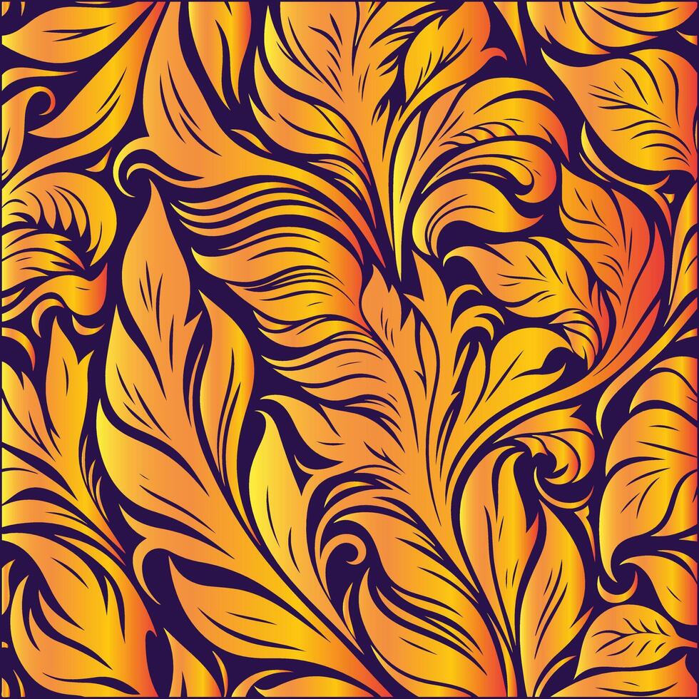 Luxurious Gold Leaf Pattern on a Deep Purple Background vector