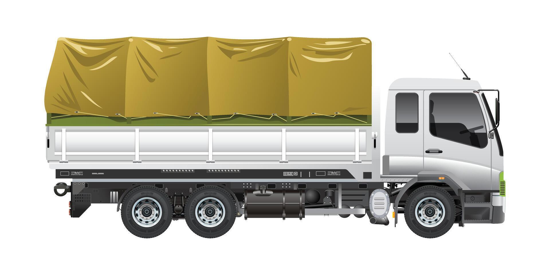 Medium truck Covered troop truck military 3D illustration vector