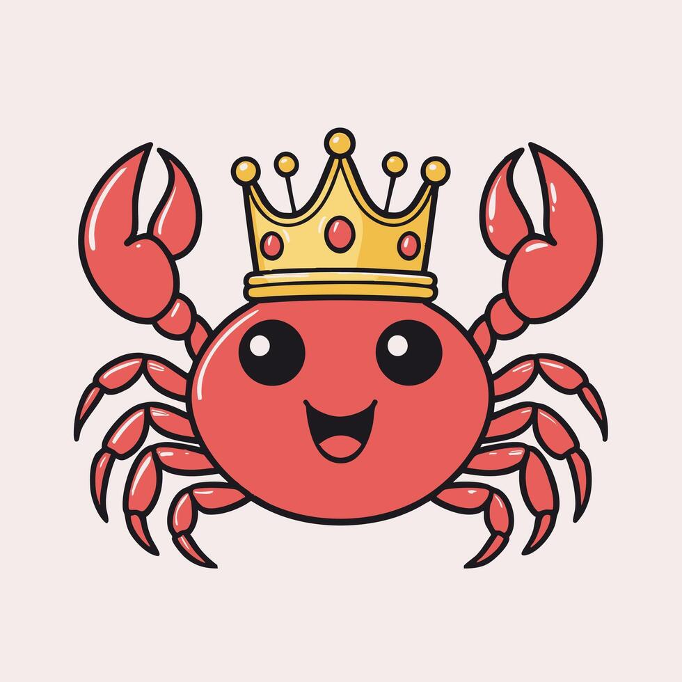 A cartoon crab with a crown on its head vector