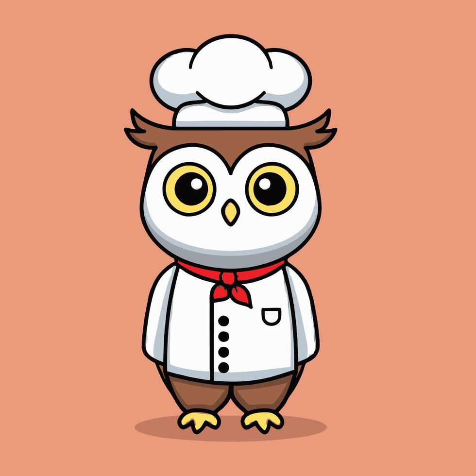 An owl wearing a chef hat and a red tie vector