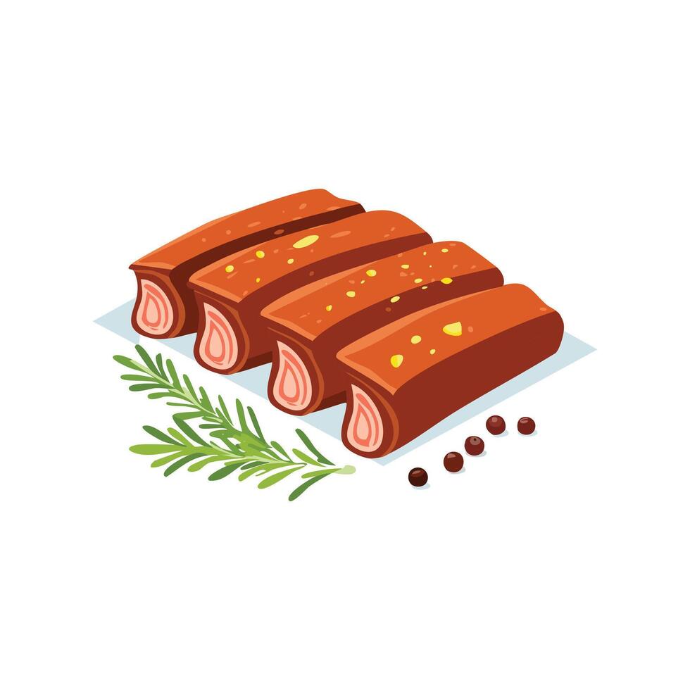 Simple Illustration BBQ ribs glazed vector