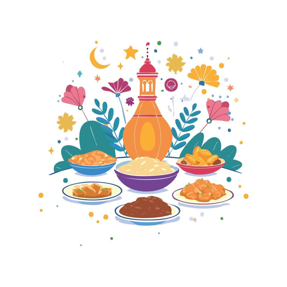 Simple Illustration of iftar dishes vector