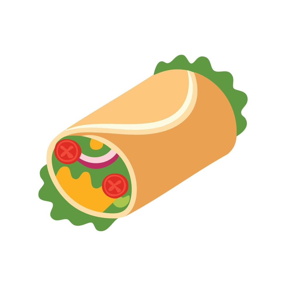 Simple Illustration Burrito wrapped vector