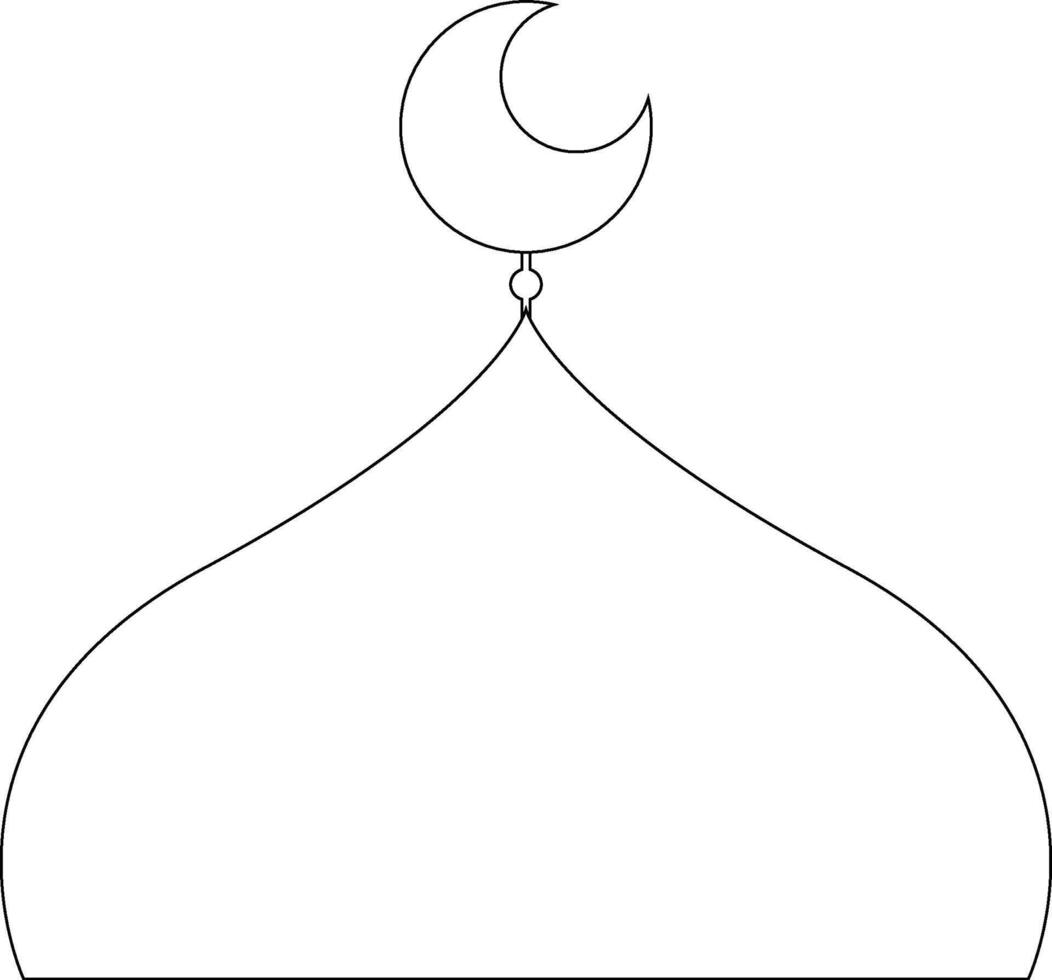 Crescent Moons on Top of Cream Mosque Domes Black Outline vector
