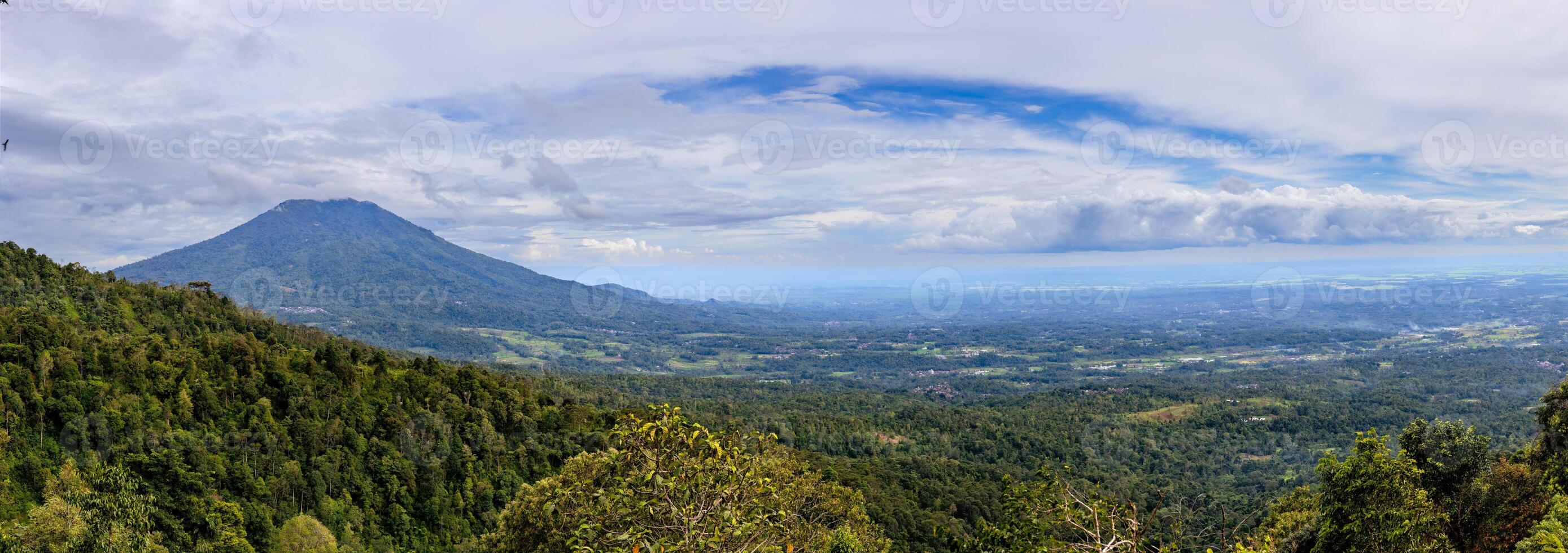 Panoramic view of indonesian mountain located in java island, Banten province. photo